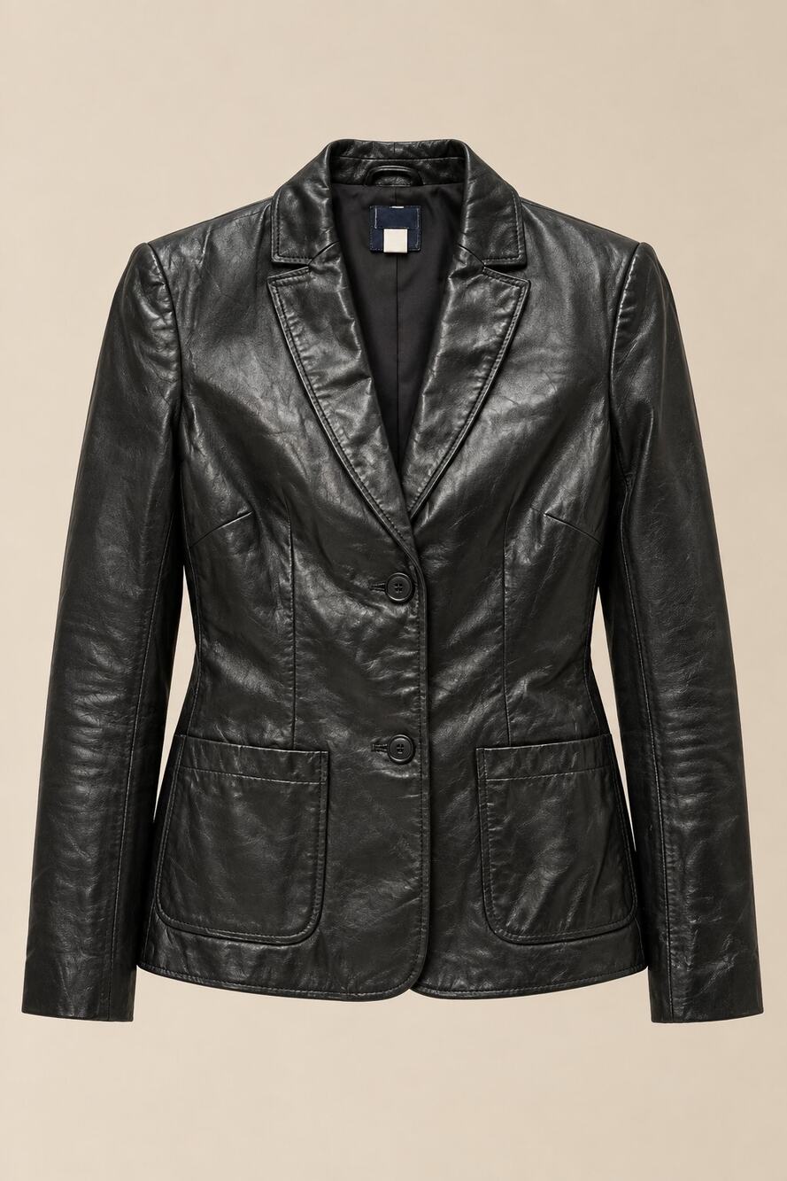 Vintage 2000 Y2K GAP Black Genuine Leather Blazer Jacket Women's Medium
